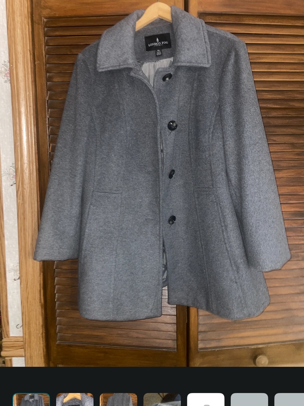 Vintage 90s London Fog Women's Gray Wool-Blend Pea Coat XL